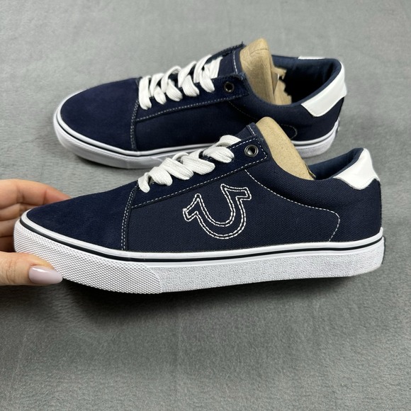 True Religion Nuno Sneakers Men's 9.5 Navy Suede Canvas Low Top - Picture 3 of 7
